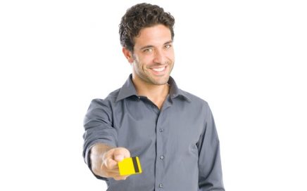 Man offering store credit card