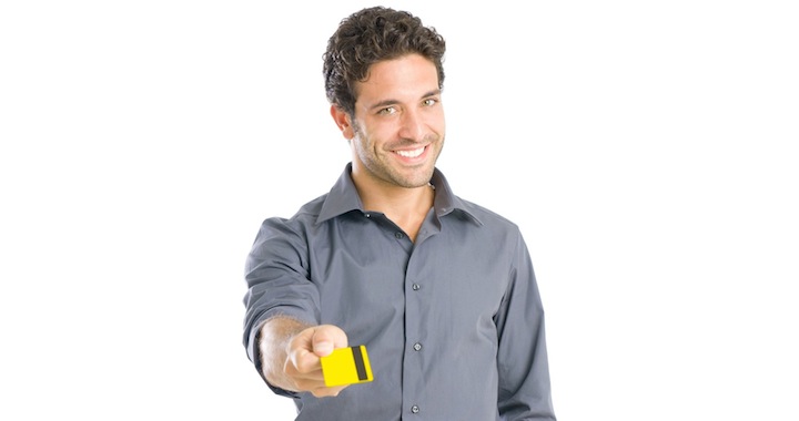 Man offering store credit card