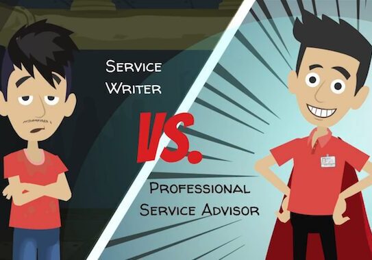 Service writer vs. professional service advisor illustration.
