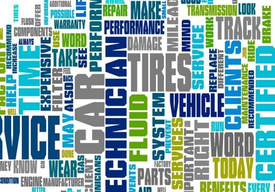 Automotive service word cloud with keywords.